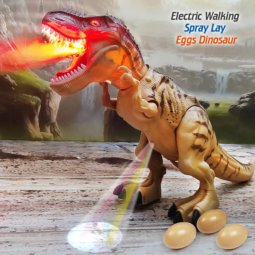 Electric Dinosaur Robot Walking Toy Lay Eggs Light Sound for Kids