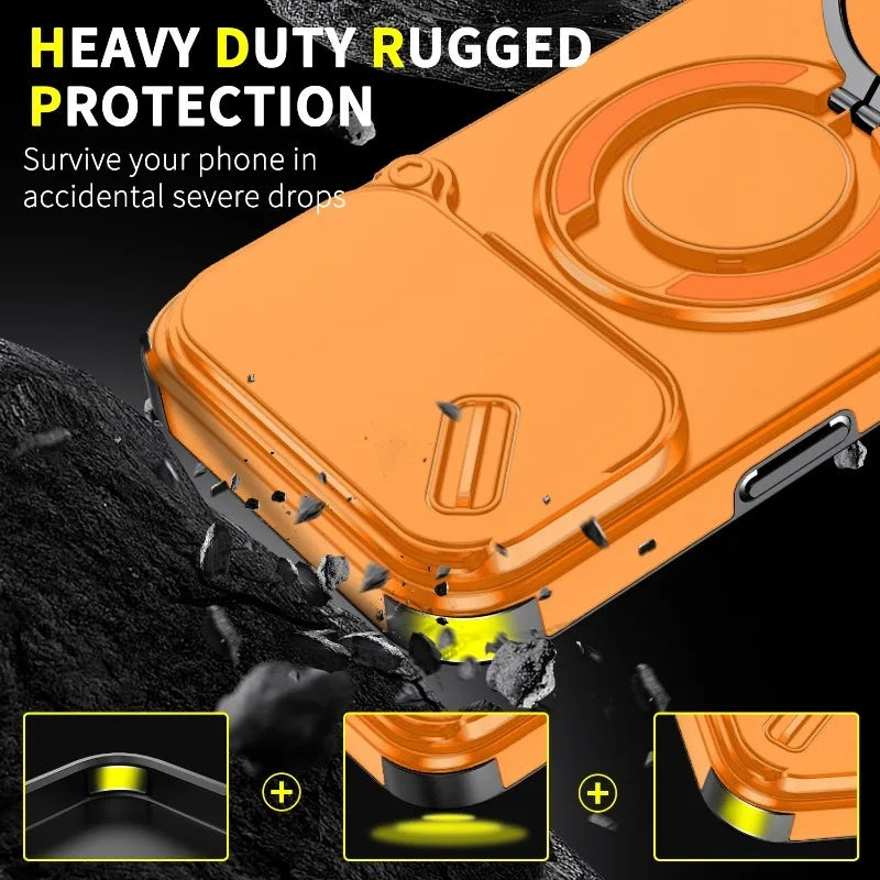 Heavy Duty MagSafe Armour Case for iPhone 14-17 Air Pro Max Camera Cover