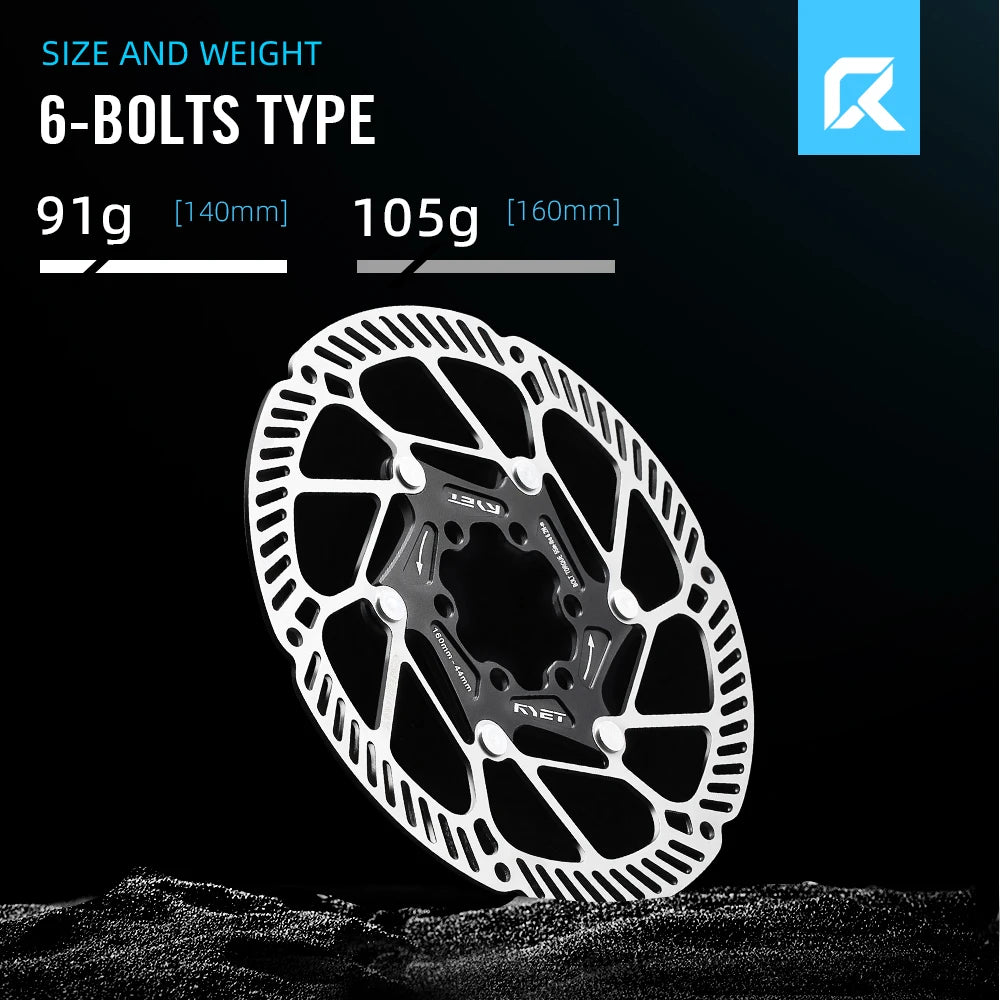 RYET Ultralight Floating Disc Rotor 140/160mm 6-Bolt Center Lock for MTB Road Bike