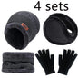 Men Women Beanie Winter Hat Scarf Gloves Thick Warm Knit Cap Set