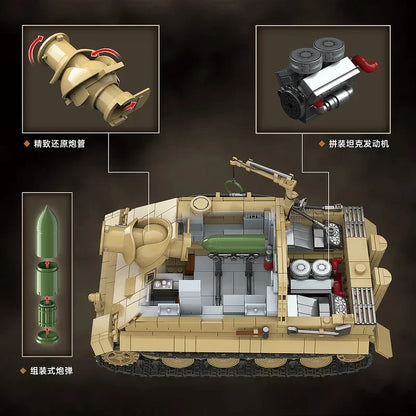 1394pcs WW2 German Sturmtiger Tank Building Blocks Military Brick Model Set