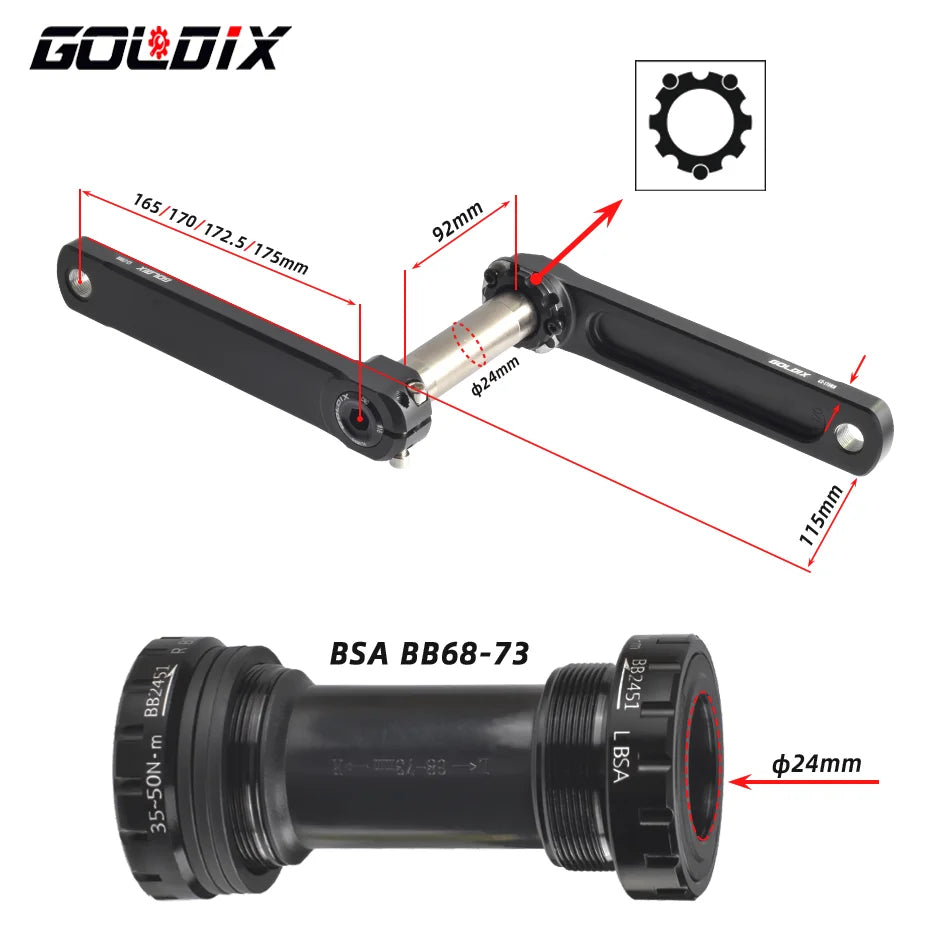 GOLDIX Ultralight Road Bike Crankset 50/34 52/36 53/39T for Shimano SRAM - EXPROTAS