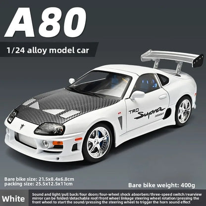1:24 Fast & Furious Supra Alloy Diecast Sports Car Model, Pull Back Toy with Light & Sound Collectible Gift for Car Fans