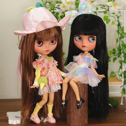 ICY DBS Blythe Doll Pouting Mouth Tan Skin Matte Face 1/6 BJD Joint Body