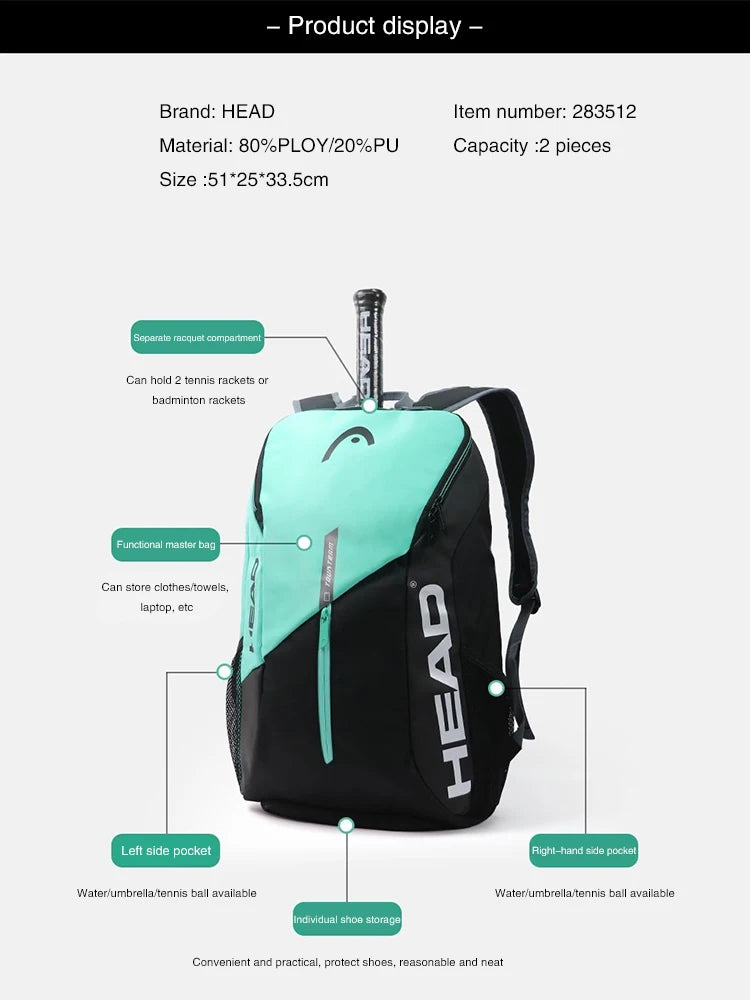 HEAD Tennis Backpack Original Sport Bag w/ Shoe Compartment for Tennis Badminton