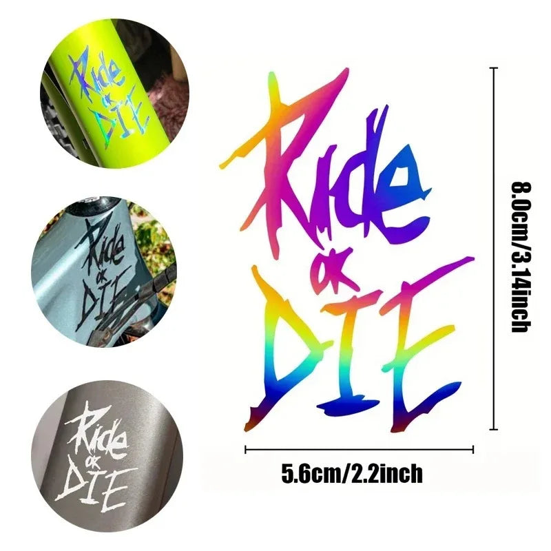 Bike Frame Decals Ride or Die Stickers for MTB Top Tube Bicycle