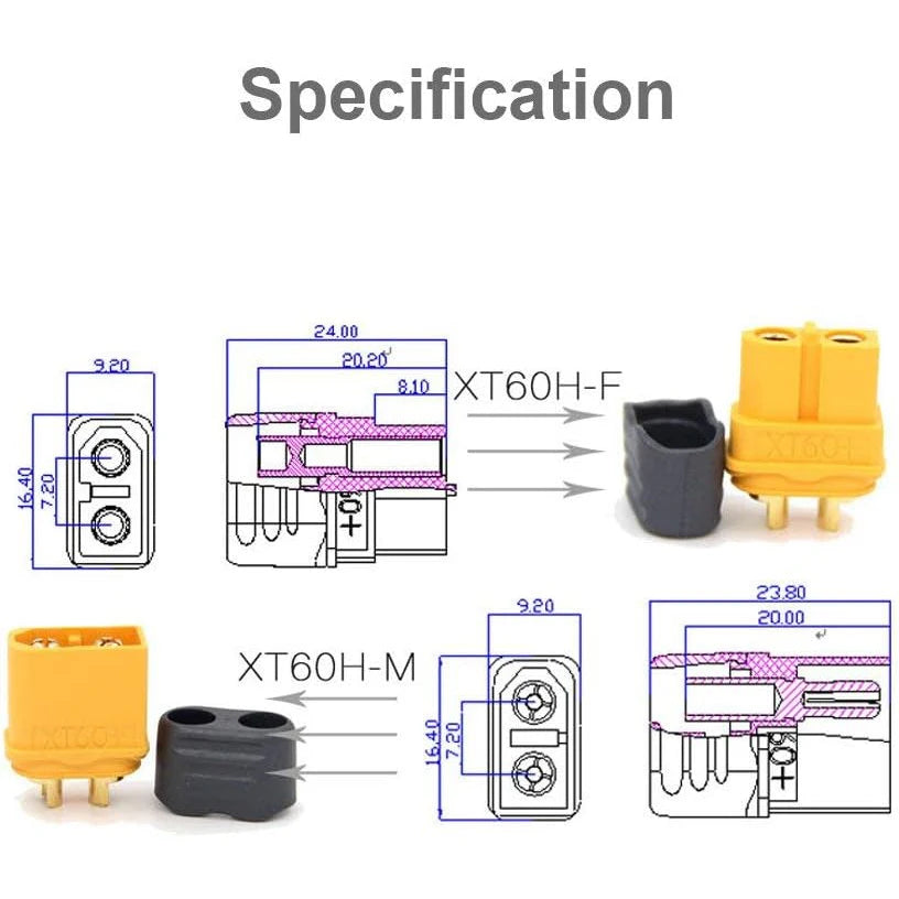 5 Pairs Connector Plug XT60H Male Female for RC Lipo Battery Drones