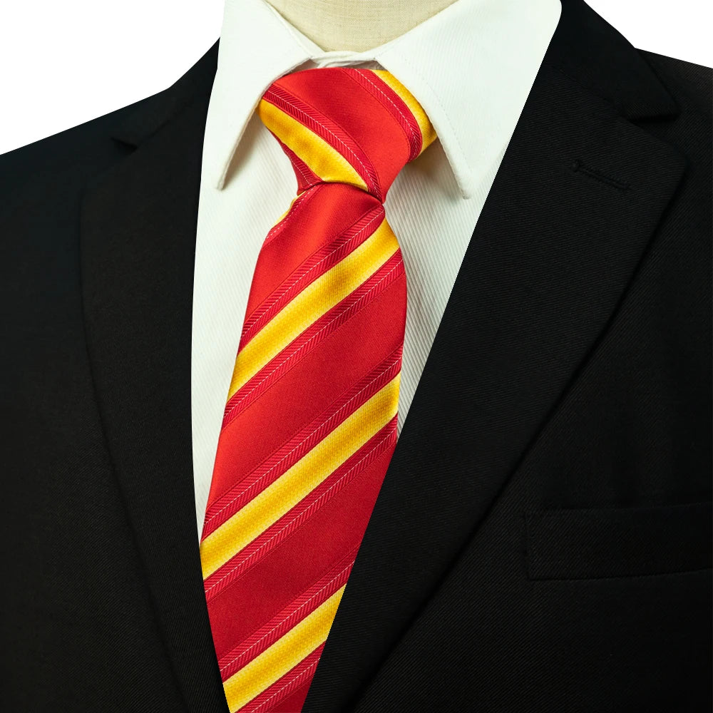 Mens Striped Neck Tie Red Formal Ties for Wedding Party Occasions