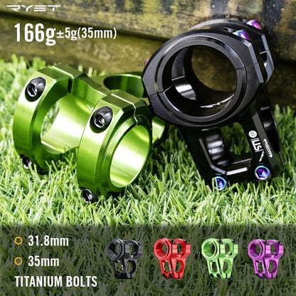 RYET MTB Bike Stem 31.8/35mm | 0° Aluminum Alloy Handlebar for Road/Downhill