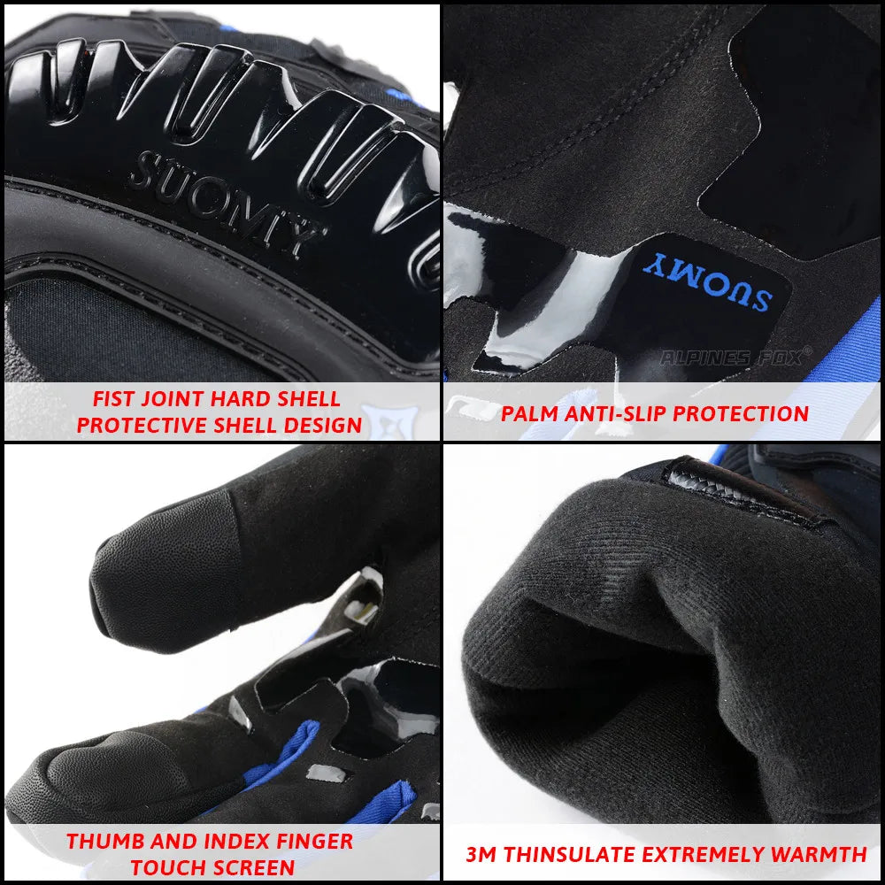 SUOMY Winter Motorcycle Gloves Waterproof Warm Pink Purple Riding Gloves for Women