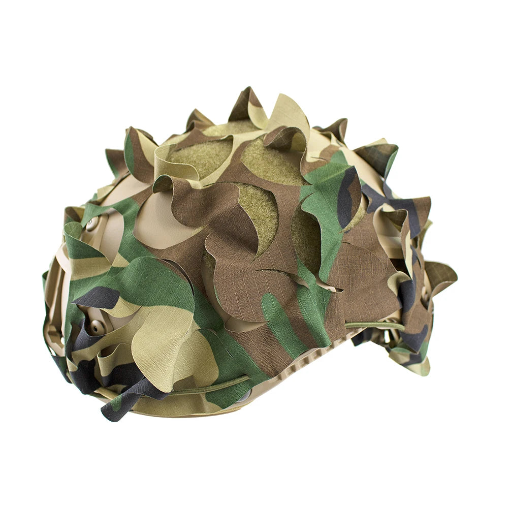 3D Camo Net Helmet Cover Laser Cut Nylon Scrim for Airsoft Paintball Hunting