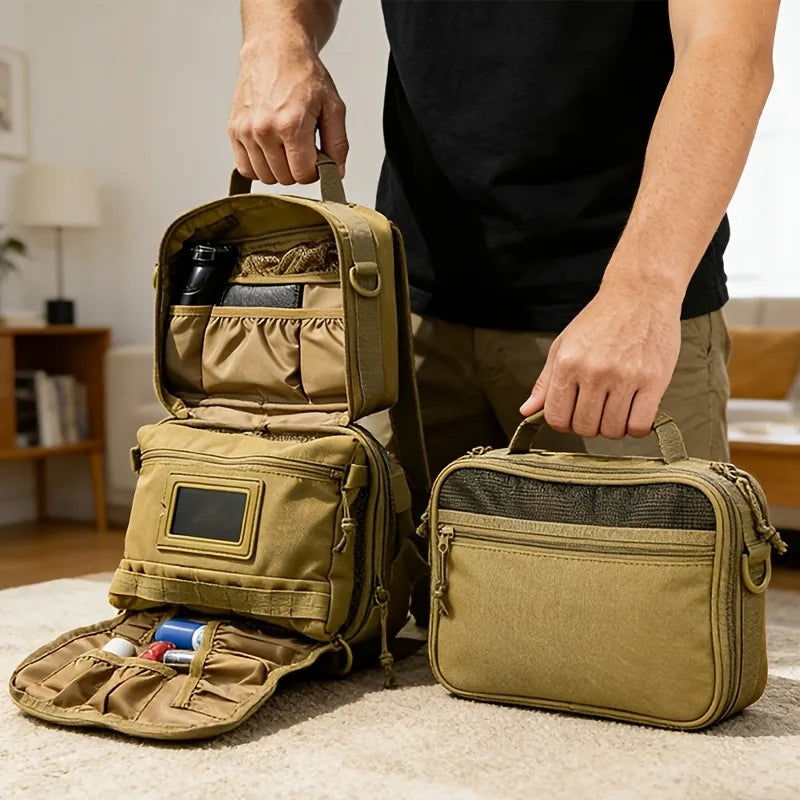 1pc Tactical Travel Bag Toiletry Organizer Molle Wash Pouch for Men