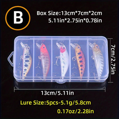 5Pcs Sinking Minnow Fishing Lures Mini Hard Bait for Trout Bass Carp