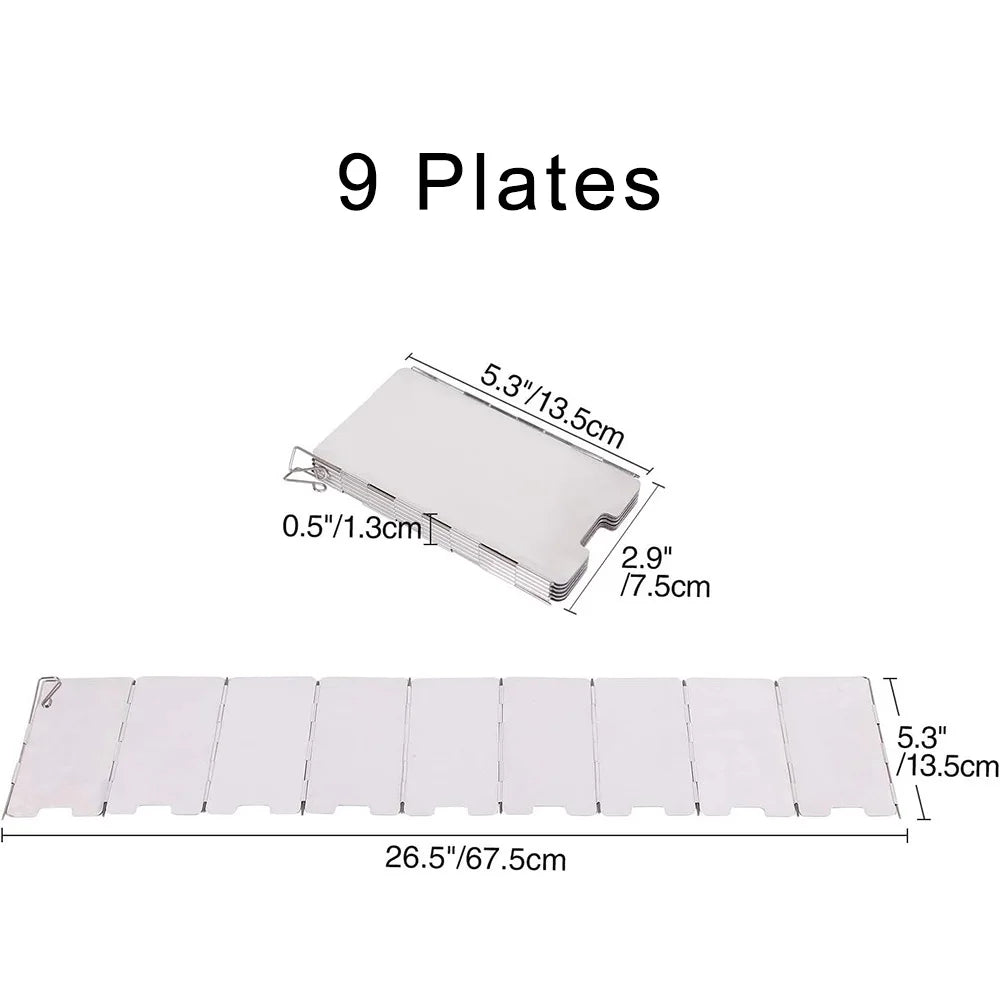 Camping Stove Wind Shield Foldable Gas Cooker Outdoor Alloy Windscreen