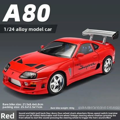 1:24 Fast & Furious Supra Alloy Diecast Sports Car Model, Pull Back Toy with Light & Sound Collectible Gift for Car Fans
