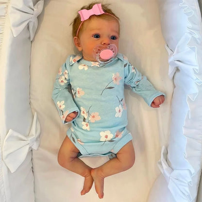 46CM Newborn Open Blue Reborn Baby Doll Felicia Soft Eyes Hand-Rooted Hair