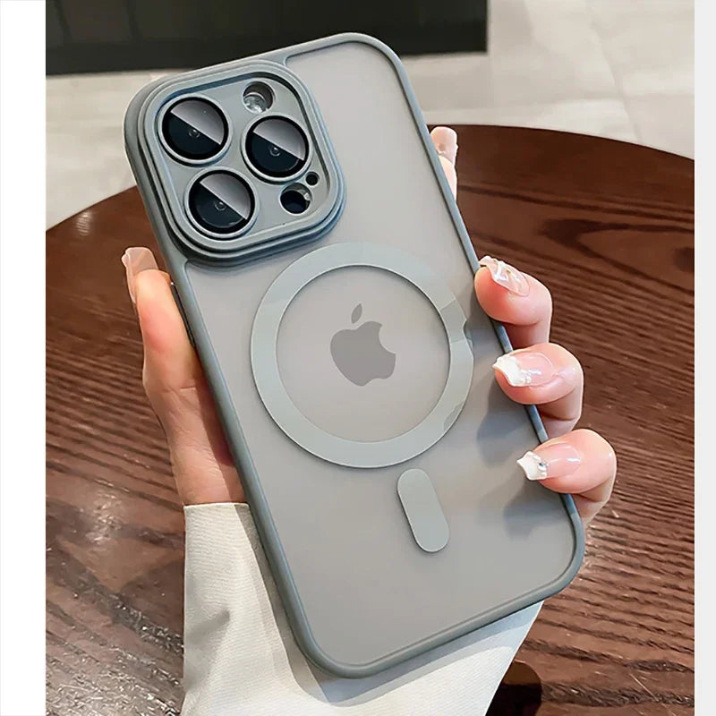 Matte Frosted MagSafe Case for iPhone 11-15 Pro Max Plus Lens Protection