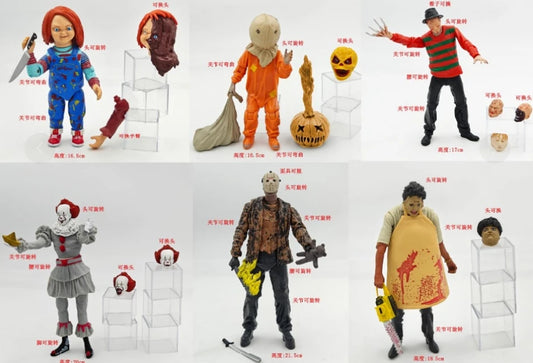 Horror Figure Set Chucky Freddy Jason Sam Jigsaw Articulated Action Figures