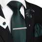 Men's Plaid Tie Clip Set with Pocket Square Cufflinks Wedding Accessories