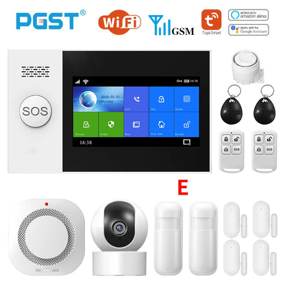 PGST PG-107 Tuya Wireless Home WIFI GSM Home Security With Motion Detector Sensor Burglar Alarm System APP Control Support Alexa-EXPROTAS