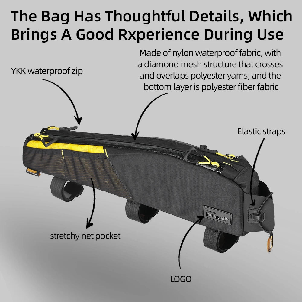 Rhinowalk Bike Top Tube Bag 1.2L/2.1L Water-Resistant MTB Road Cycling Storage Pack