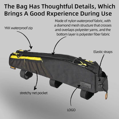 Rhinowalk Bike Top Tube Bag 1.2L/2.1L Water-Resistant MTB Road Cycling Storage Pack