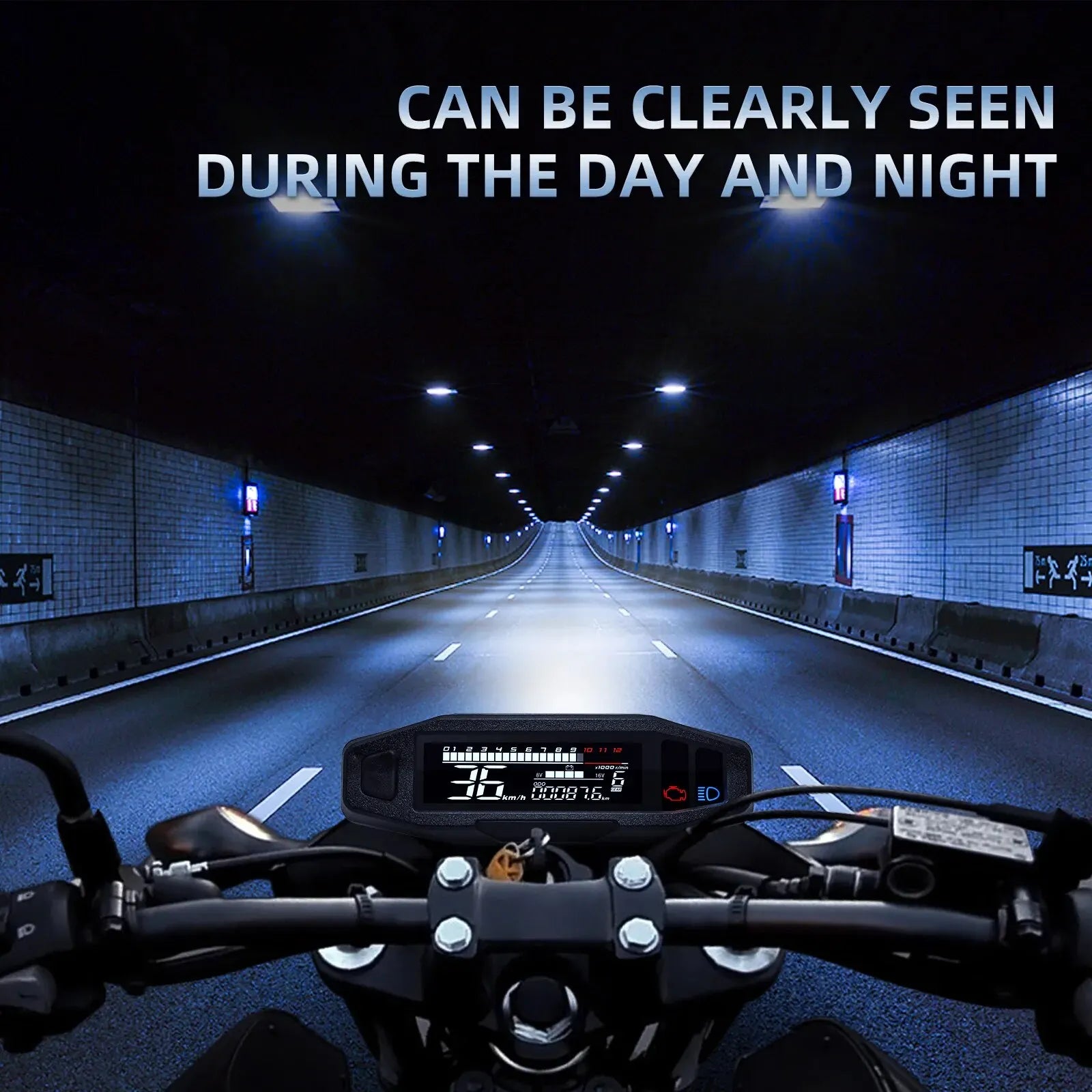 AD Universal Motorcycle Speedometer Digital Speed Meter LED Tachometer Dashboard Instrument Panel Meter LCD Display Y Bracket - EXPROTAS