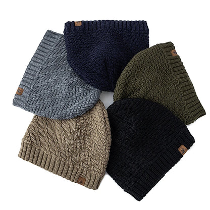 Unisex Peak Label Winter Hat Fur-Lined Knitted Beanie Warm Outdoor Sports Cap - EXPROTAS