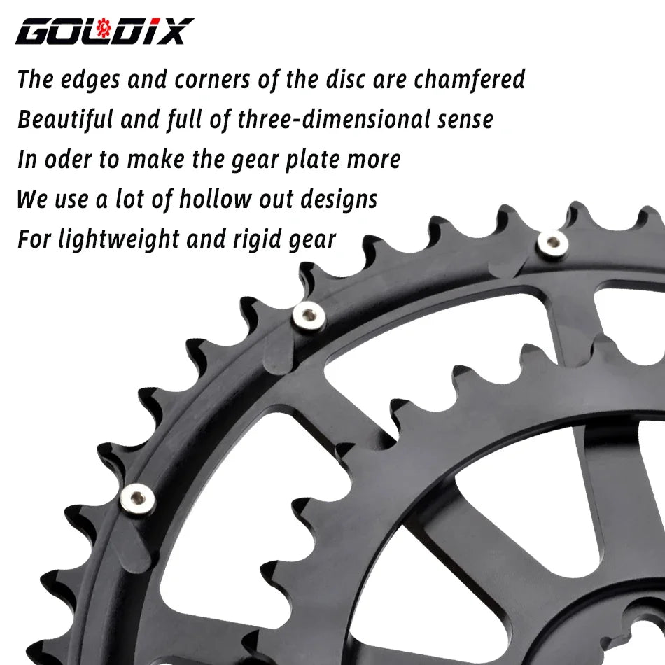 GOLDIX 3-Bolt Double Chainring Hollow Alloy for SRAM 22 Speed Road Crankset