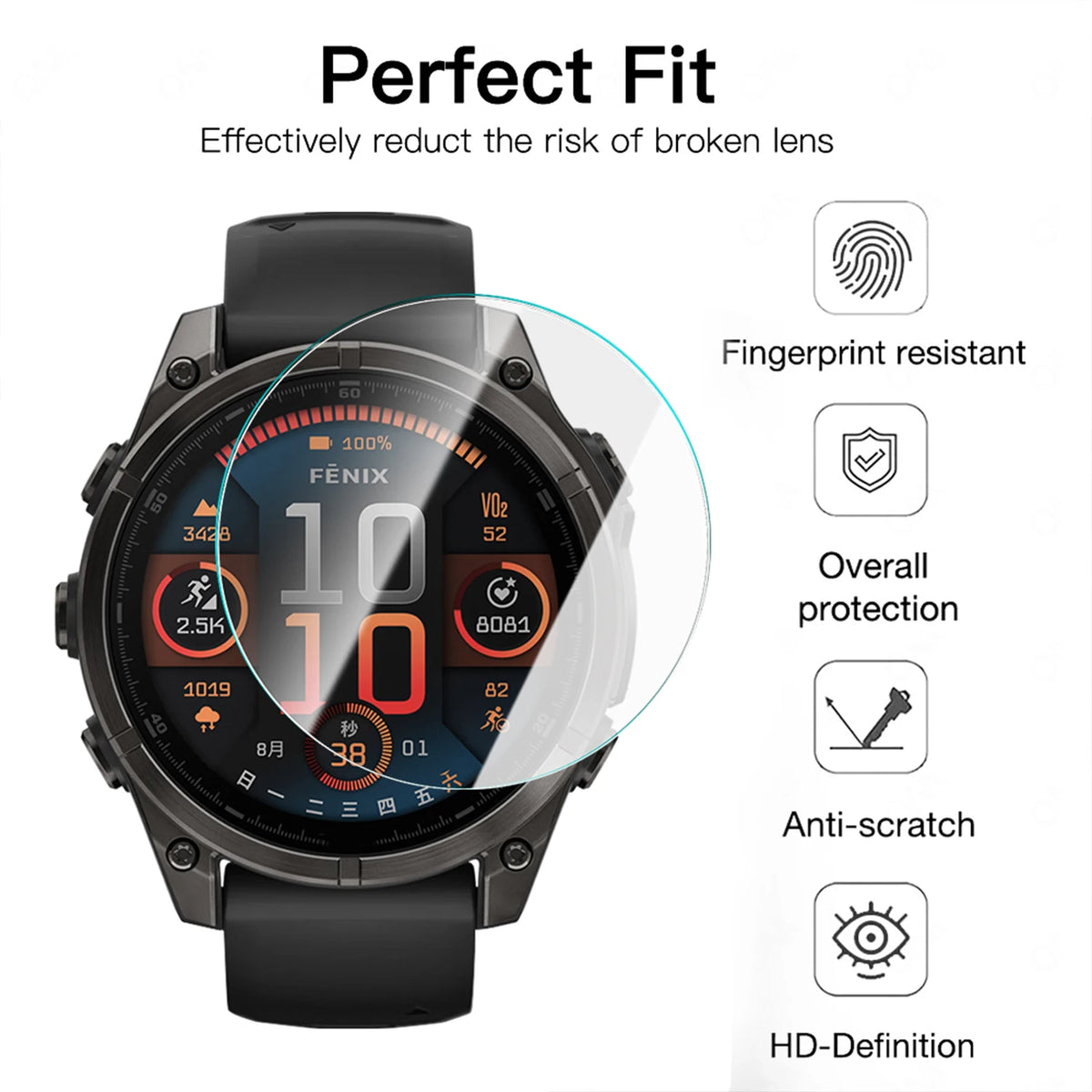Tempered Glass Screen Protector for Garmin Fenix 9 Pro 51mm Smart Watch