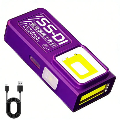 Mini LED Work Light USB Rechargeable COB Flashlight Magnetic Torch EDC