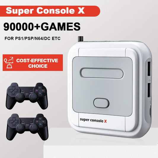 KINHANK Game Box Super Console X Retro Video Game Console Support 90000 Games 50 Emulators for PS1/PSP/MAME/DC with Controllers-EXPROTAS