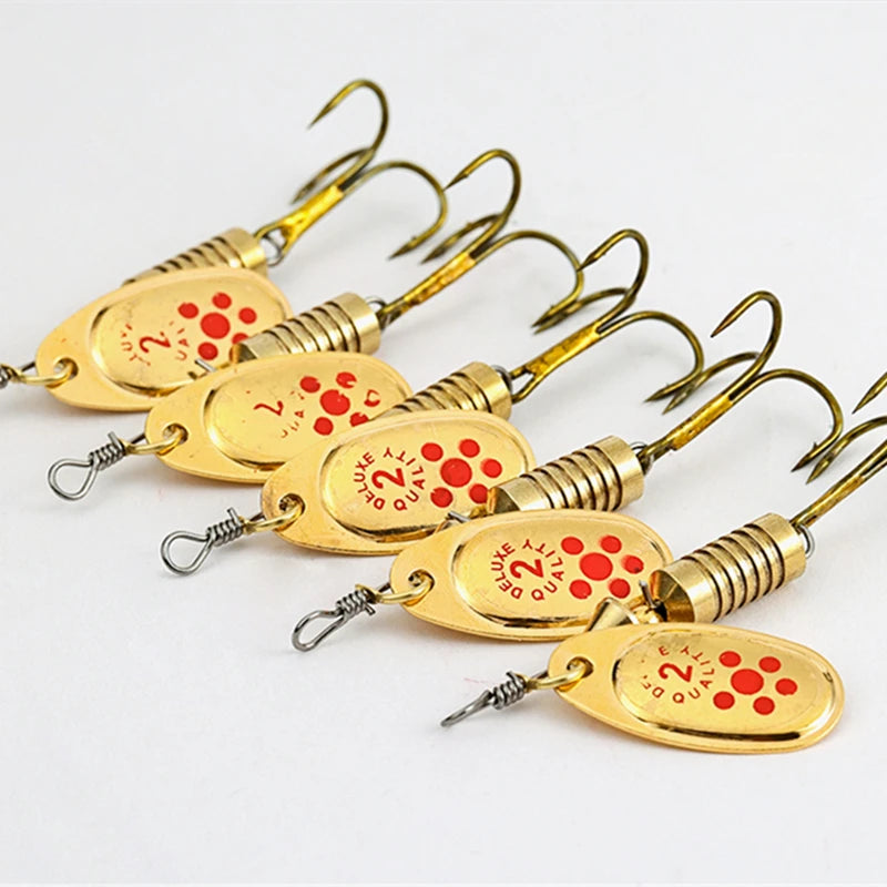 New 10PCS Spinner Spoon Metal Bait Fishing Lures with Box Sequins Crankbait Spoon Baits Bass Trout Perch Pike Rotating 6.3cm 7g