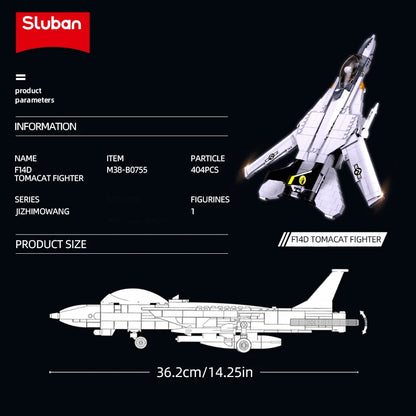 404PCS F14D Tomcat Fighter Model Bricks Military Series Carrier Based Fighter Weapon Figure Doll Building Blocks Kids DIY Toys-EXPROTAS