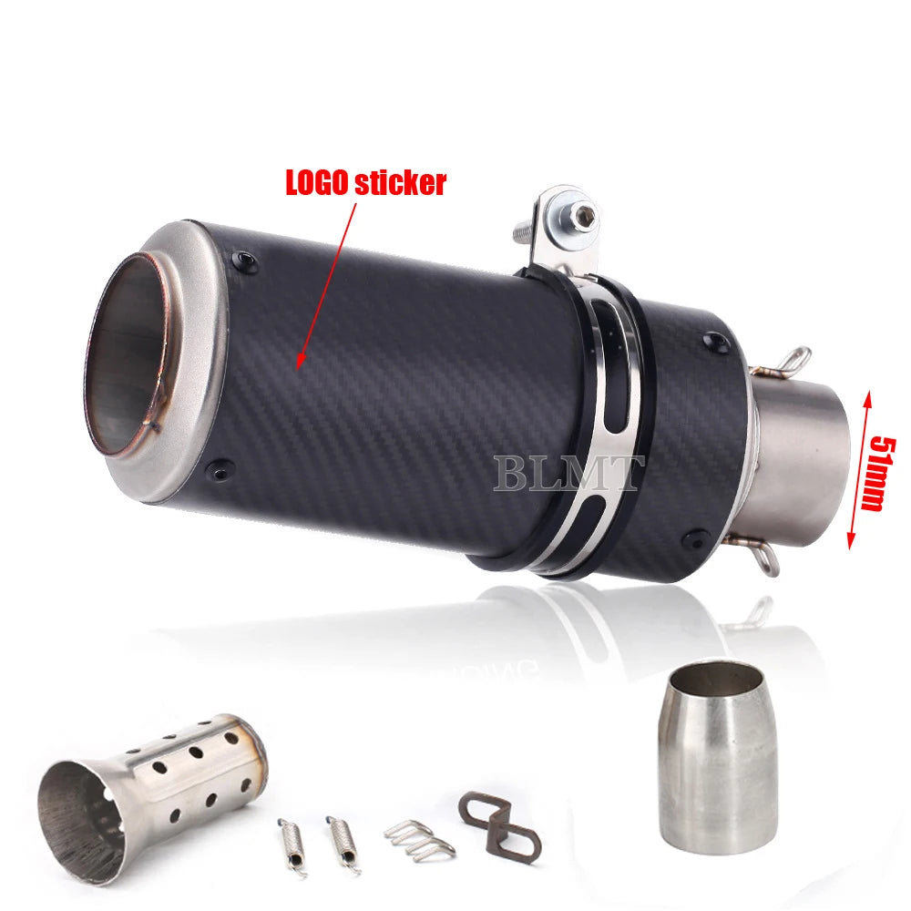 Universal Stainless Steel Slip-On Exhaust Muffler Carbon Look with DB Killer 51-60mm
