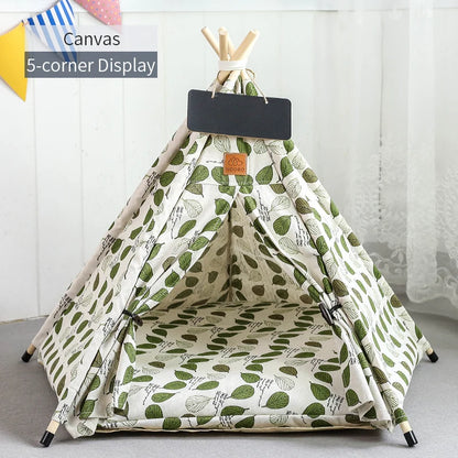 Pet Teepee Tent | Portable Indoor Dog Cat Bed with Cushion and Blackboard