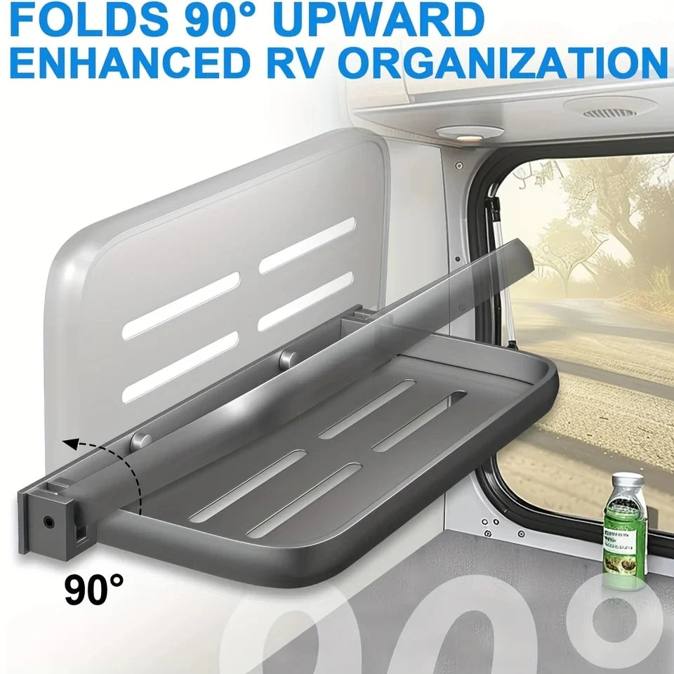 Aluminum Foldable Shelves RV Wall Storage Space Saving Camper Rack