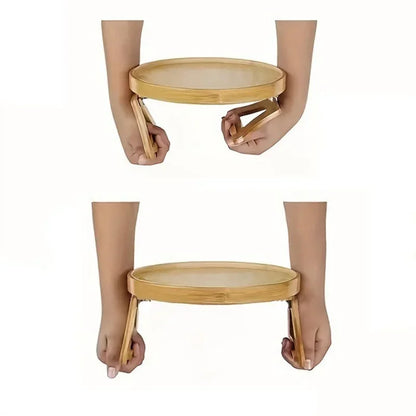 Foldable Wooden Sofa Tray Armrest Table Couch Snack Holder Living Room