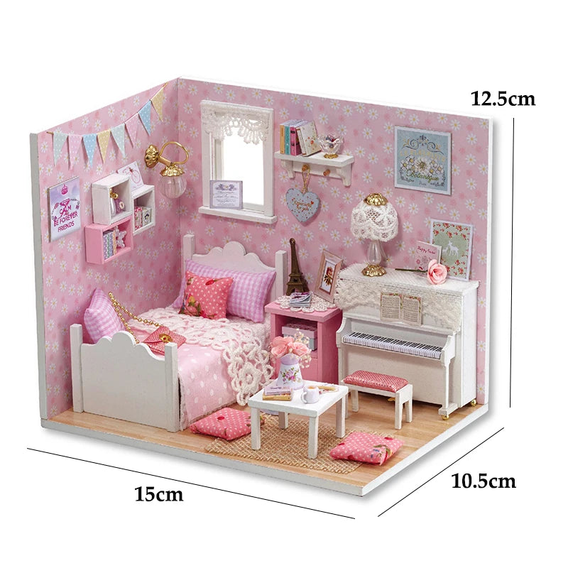 DIY Miniature Dollhouse 3D Puzzle Kit with Furniture & LED Lights Room Decor Gift - EXPROTAS
