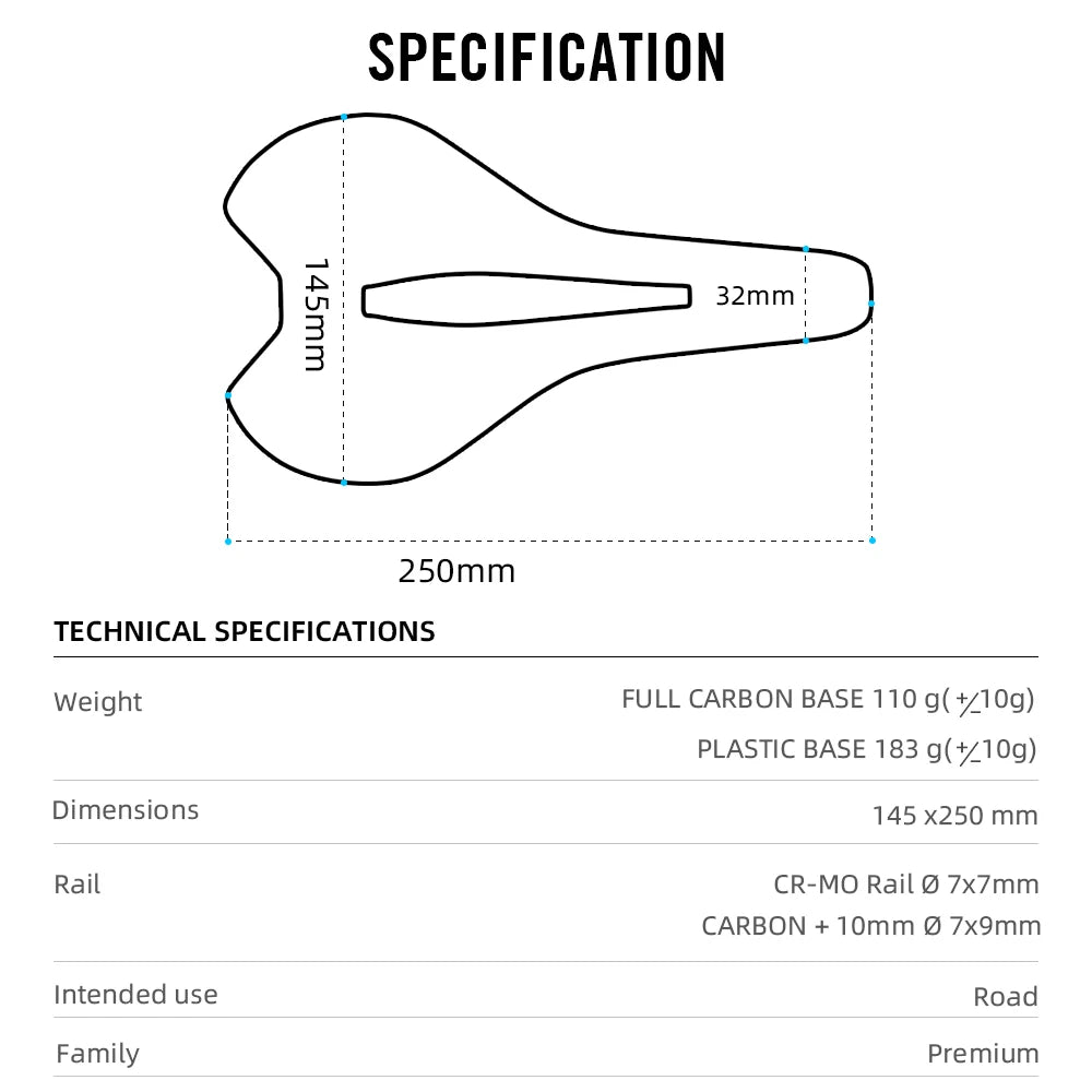 RYET Superlight Racing Saddle | 7×9mm/7×7mm Road MTB Seat Cushion Bike Fit
