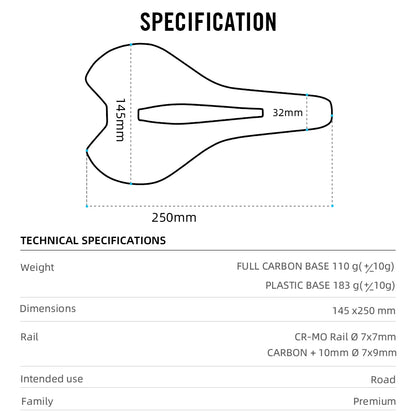 RYET Superlight Racing Saddle | 7×9mm/7×7mm Road MTB Seat Cushion Bike Fit