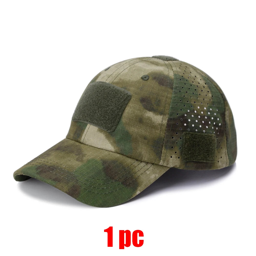 2Pcs Camouflage Baseball Cap Breathable Sun Hat Outdoor Hunting Fishing