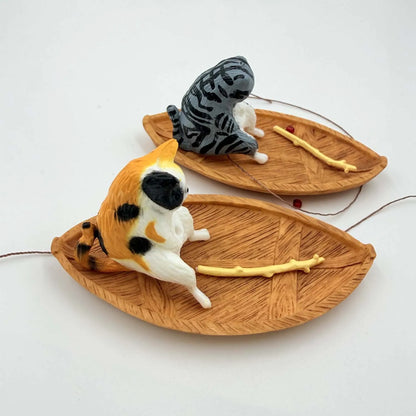 Fishing Cat Figurine 1pc Aquarium Decoration Resin Miniature Tank Ornament