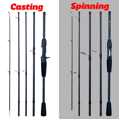 Fishing Rod Carbon Spinning Baitcasting Travel Ultralight Lure 5-30g