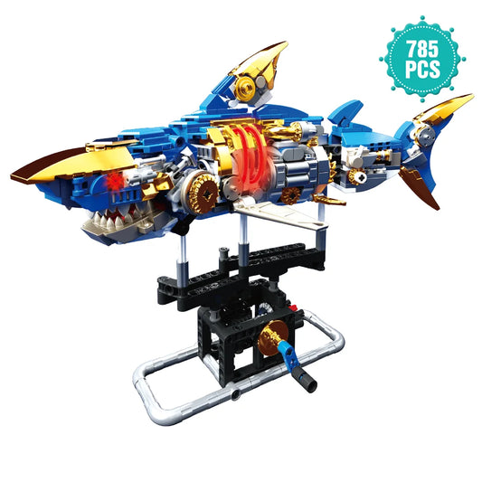 785 PCS  Ideas Shark Building Block Set with Display Stand Sea Animals Building Blocks Toys for Kids Adults  Ocean Lovers-EXPROTAS