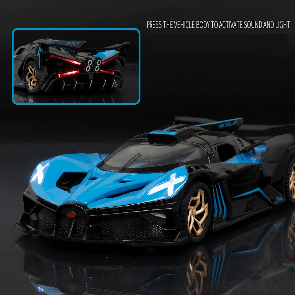 1:32 Bugatti Bolide Alloy Sport Car Model Diecasts & Toy Vehicle Metal Super Car Simulation Car Decoration Sound Light Boy Gift-EXPROTAS