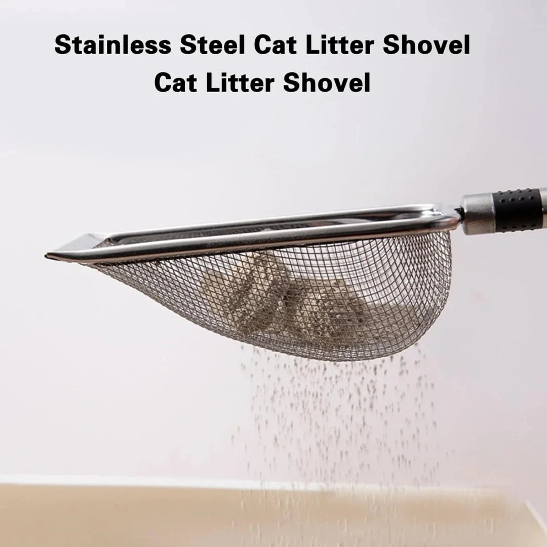 Stainless Steel Cat Litter Scoop Ergonomic Easy Clean Long Handle Pet Tool