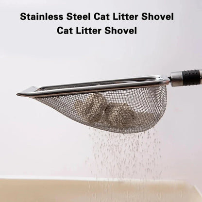 Stainless Steel Cat Litter Scoop Ergonomic Easy Clean Long Handle Pet Tool