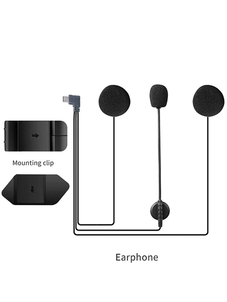 EJEAS V6 Pro+ V4 Plus Type-C Helmet Headset Earphone Speaker Mic Kit