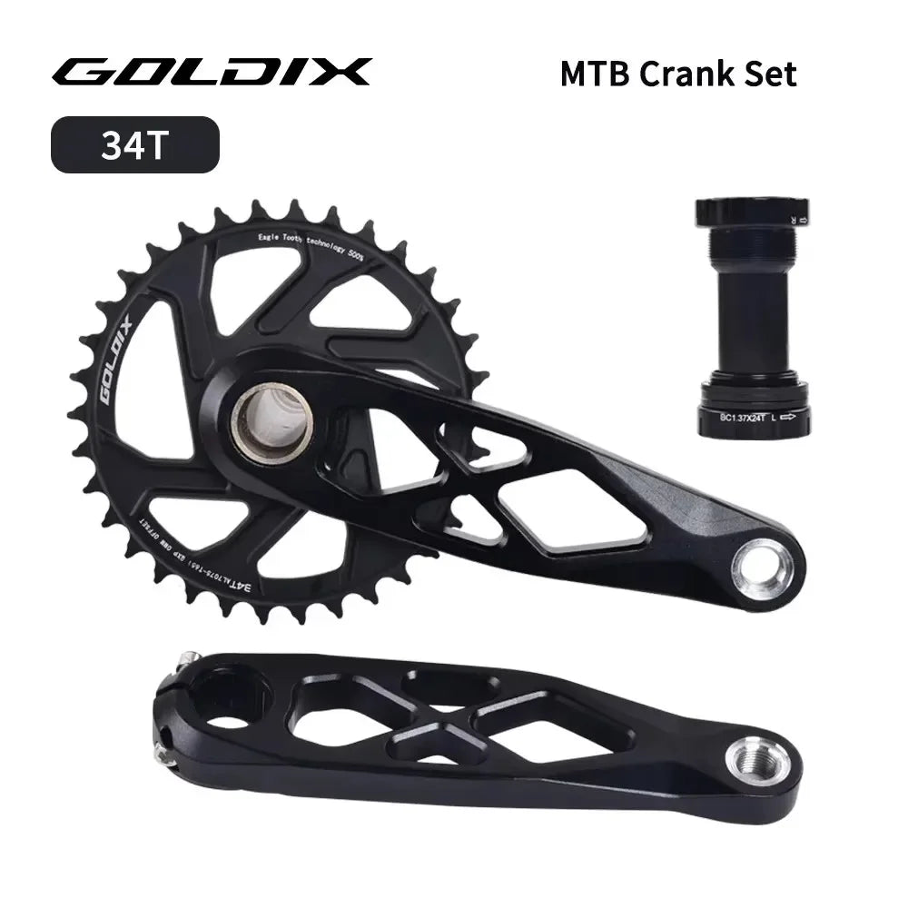 Goldix Narrow Wide Crankset 175mm MTB Square Taper Aluminum Bike Crank